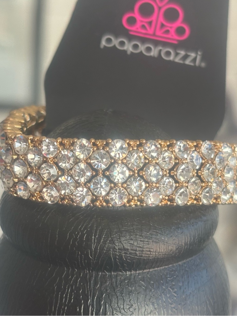 paparazzi Gold Bracelet with Clear Crystals